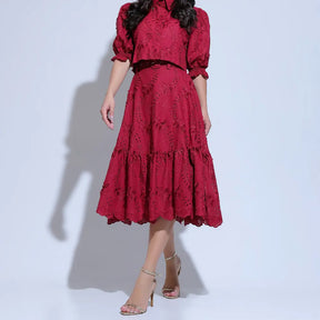 Conjunto Feminino Richelieu 3D Vermelho Bordado Luma - FL23