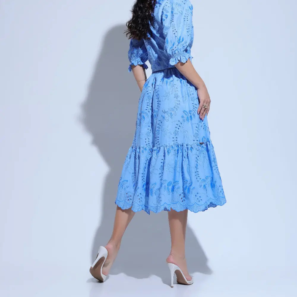 Conjunto Feminino Richelieu 3D Azul Bordado Luma - FL25