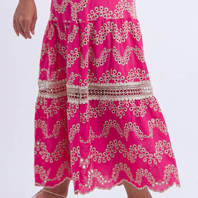 Vestido Feminino Bordado Pink Rosana - FL09