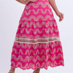 Vestido Feminino Bordado Pink Rosana - FL09