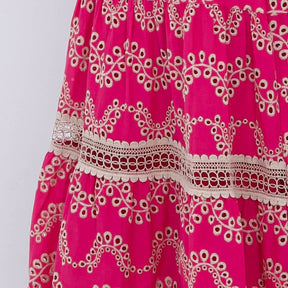 Vestido Feminino Bordado Pink Rosana - FL09