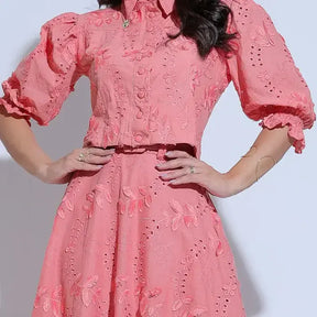 Conjunto Feminino Richelieu 3D Coral Bordado Luma - FL24